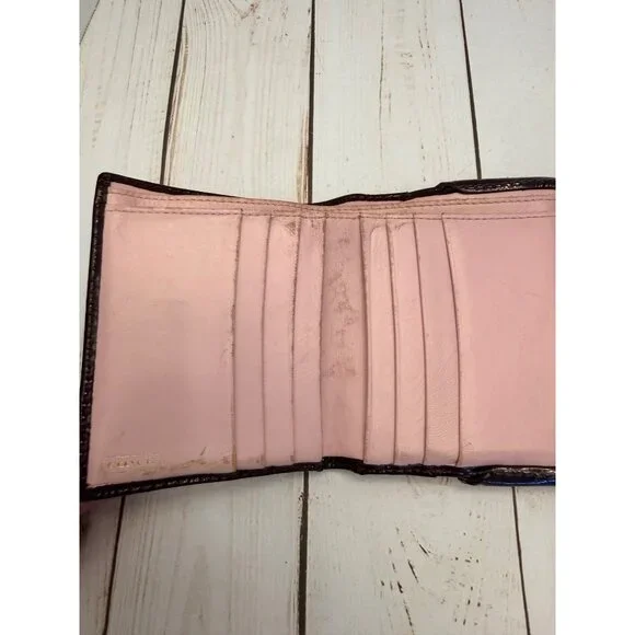 Y2K Coach Legacy Crinkled Calf Patent Leather Turnlock Wallet Brown 4.5 VGUC*